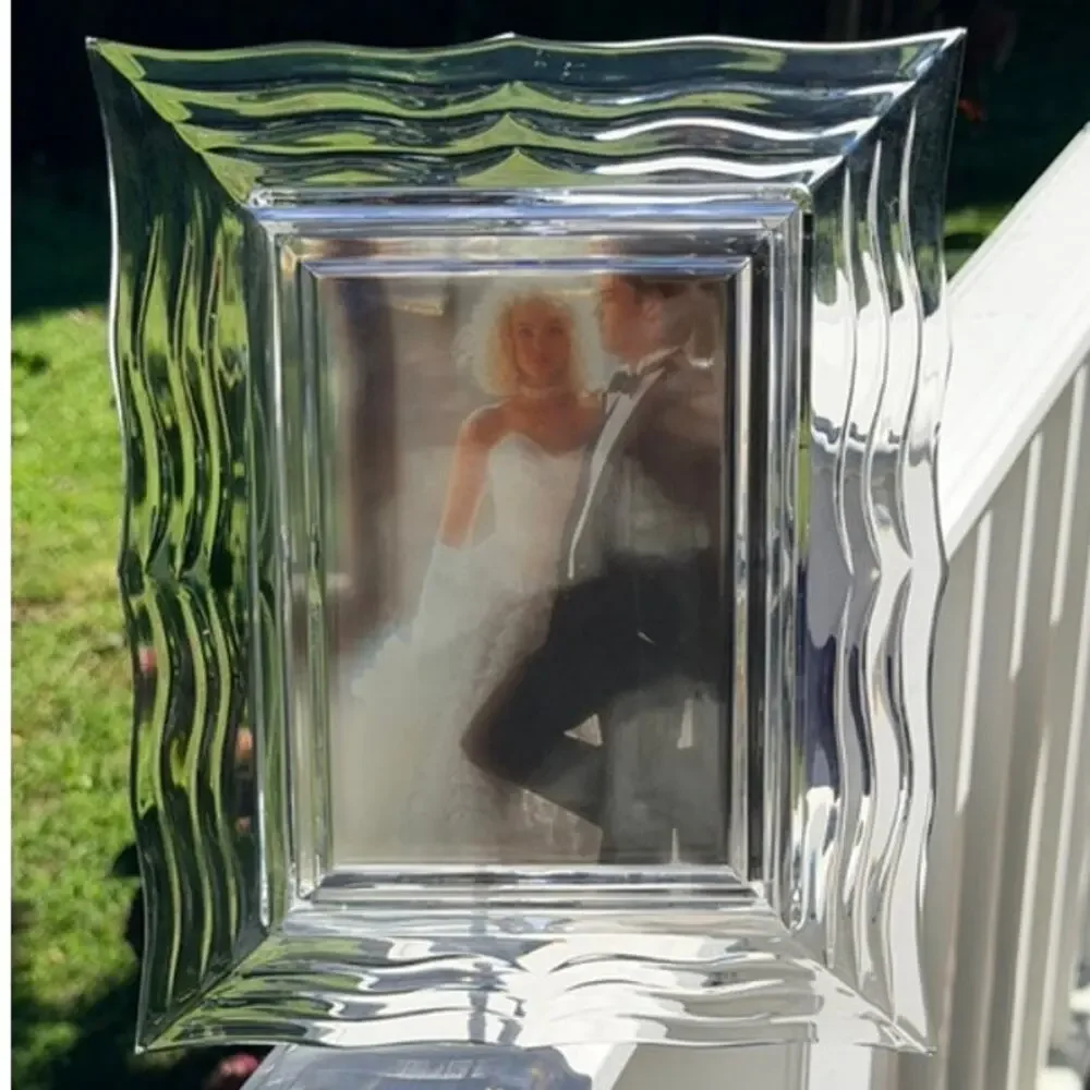 Vintage Mikasa Crystal 5x7 Wave Ripple Heavy Picture Frame